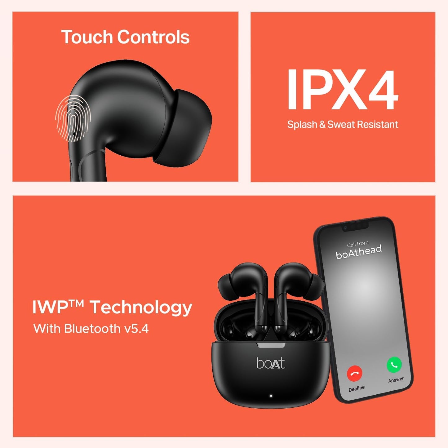 Boat Airdopes Pulse buds, Bluetooth Earbuds, TWS Ear Buds Wireless Earphones with mic (Shadow Black)