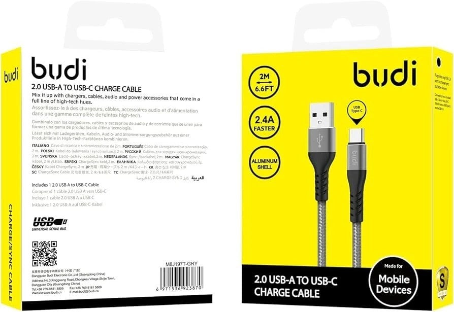 USB-A to C 2.0 Fast Charge / Sync Cable 1 Meter For Samsung & iPhones 15/16